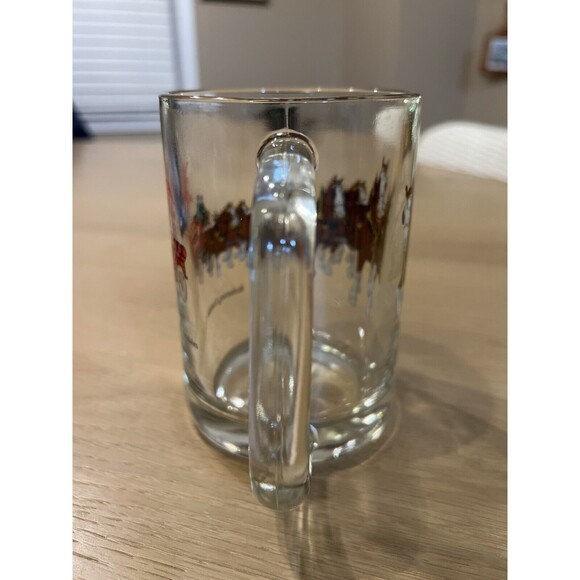 Vintage Budweiser Clydesdale Beer Mug Holiday Winter Glass Collectible - Picture 3 of 5